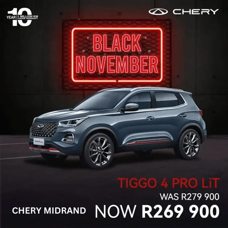 Chery Tiggo 4 Pro LiT SUV Black November Deal at Chery Midrand