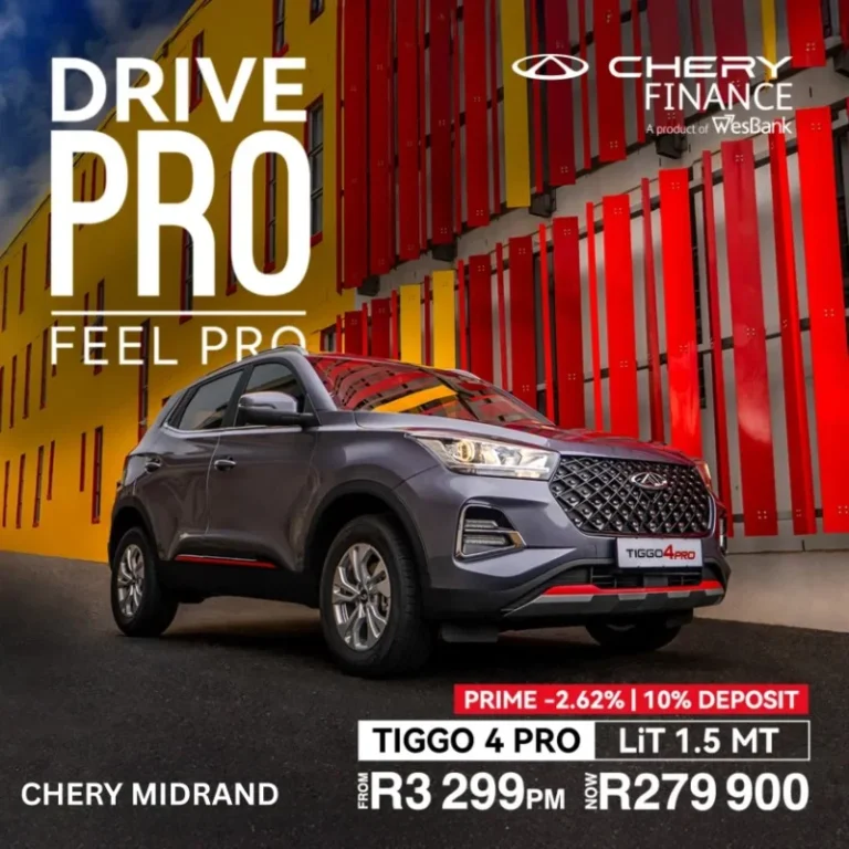 Tiggo 4 PRO LiT 1.5 MT from R3299 - R279900 - Chery Midrand October 2025