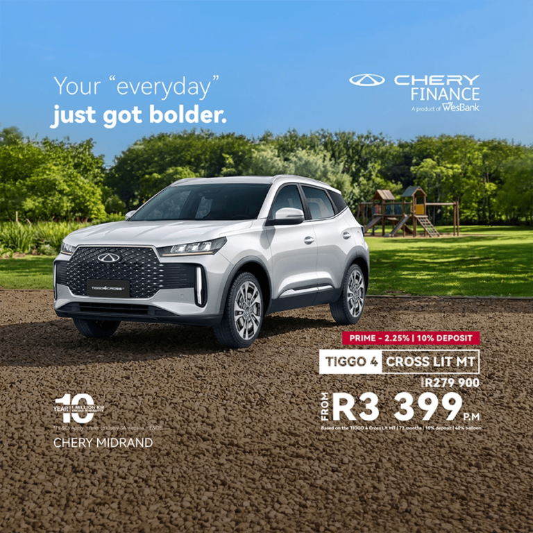 Tiggo 4 Cross Lit mt from R3 399 pm